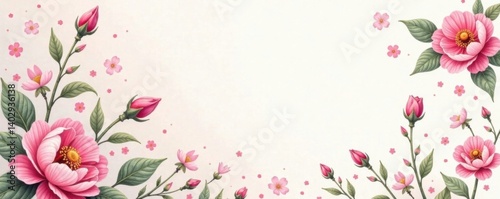 Delicate floral patterns on a soft white background, sophistication, botanical, wallpaper