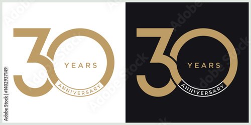 anniversary 30th logotype vector with brown and white color for special celebration day