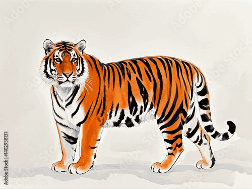 Golden fury bengal tiger isolated watercolor vector illustration svg 