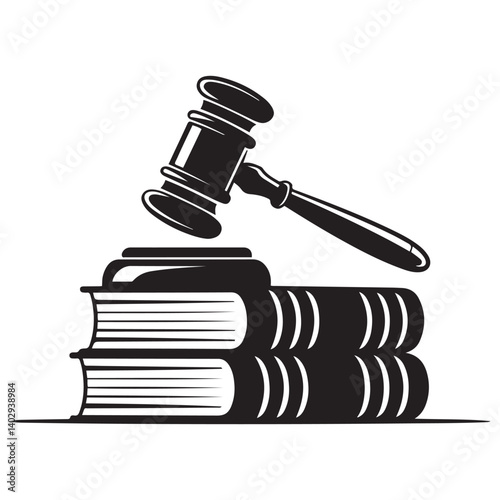 Judge gavel icon Vector Black silhouettes. with white background