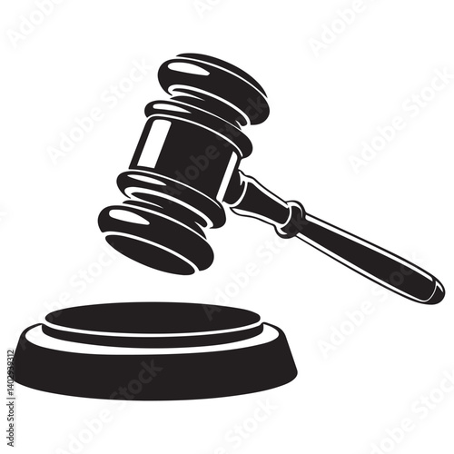 Judge gavel icon Vector Black silhouettes. with white background