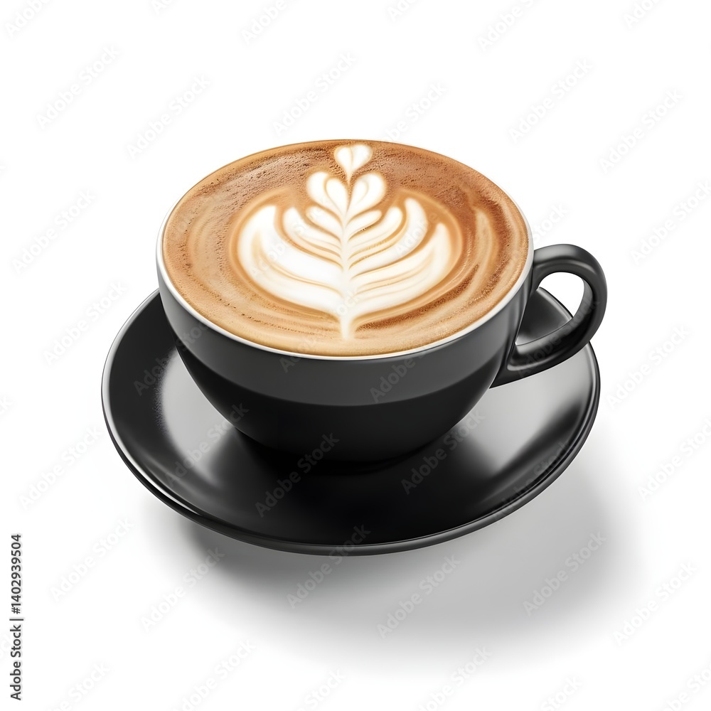 Latte Art in Black Cup Latte Art in Black Cup