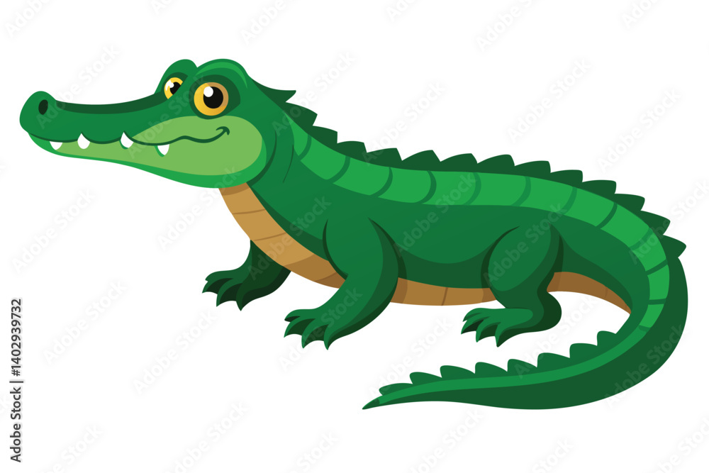 Cute funny crocodile vector illustration isolated on white background