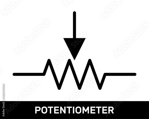 Potentiometer Icon. Zig-Zag Potentiometer symbol. ANSI or IEEE Standard Potentiometer Resistor Schematic Diagram