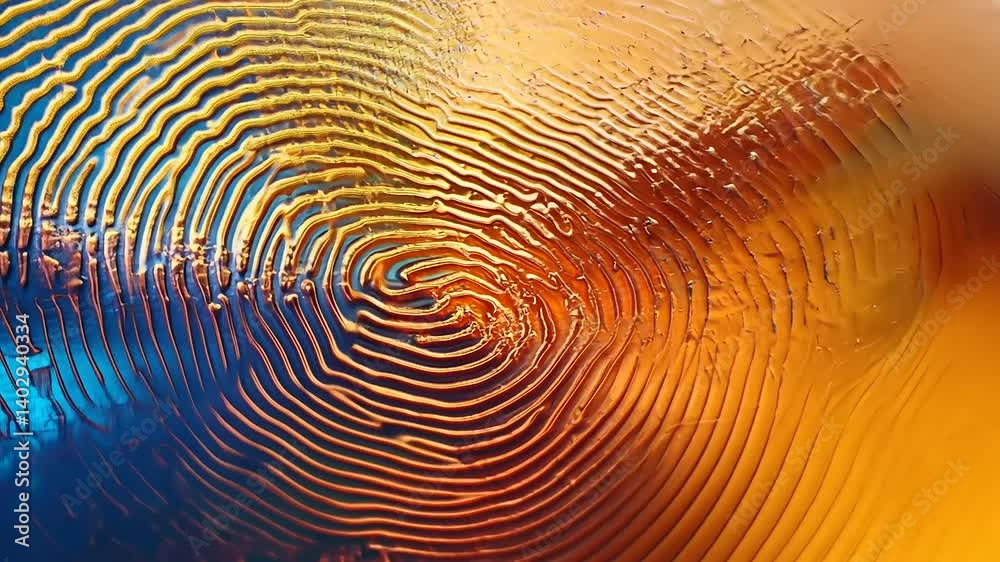 Colorful abstract design featuring swirling patterns and textures resembling a fingerprint