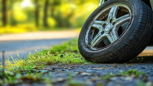 Flat tire on roadside