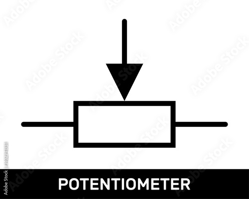 Potentiometer Icon. Rectangular Potentiometer Symbol. IEC Standard Potentiometer Resistor Schematic Diagram