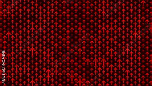 Animation arrow pointing up on black glow isolated background in alpha channel. suitable for business, investment, financial, and success