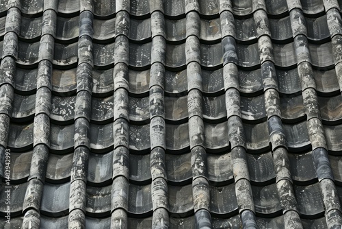 Photo of Traditional old temple roof pattern. Background texture for backdrops or mapping