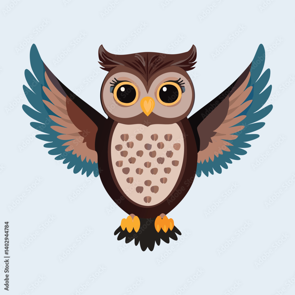 Obraz premium Happy Owl with Spread Wings