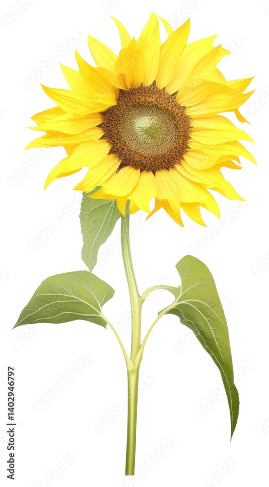 Fototapeta premium PNG Sunflower plant white background inflorescence.