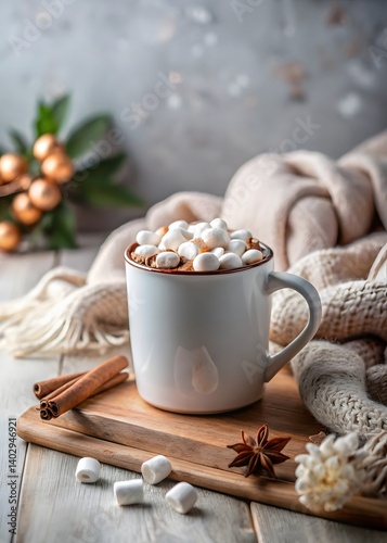 Hot Chocolate on Cozy Table
