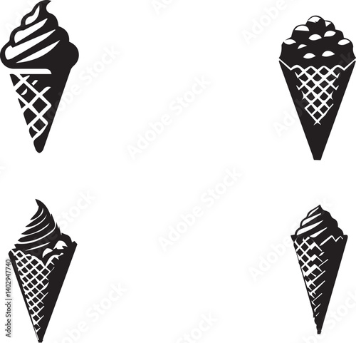 silhoutte of cornetto on clean vector