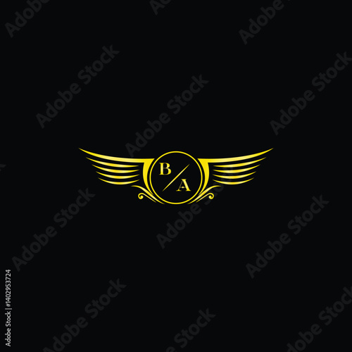 Luxury Winged Badge with Monogram