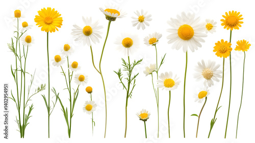 Vibrant Spring Daisy and Buttercup Wildflower Collection in Full Bloom Showcase Nature's Beauty