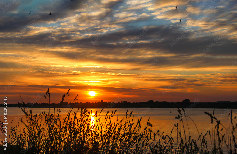 sunset over the river