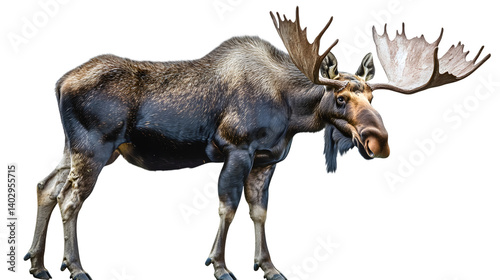 Majestic Bull Moose Standing Alone: Transparent Background Wildlife Photography