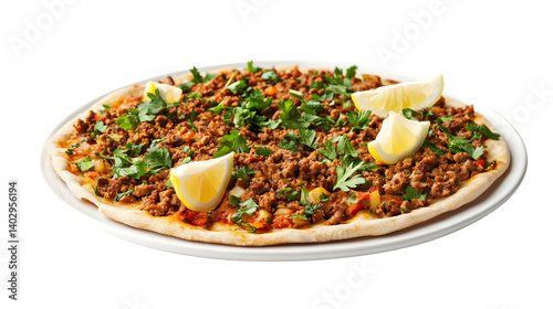 Traditional Turkish Lahmacun Flatbread: Delicious Culinary Artistry and Gastronomic Delight on Display