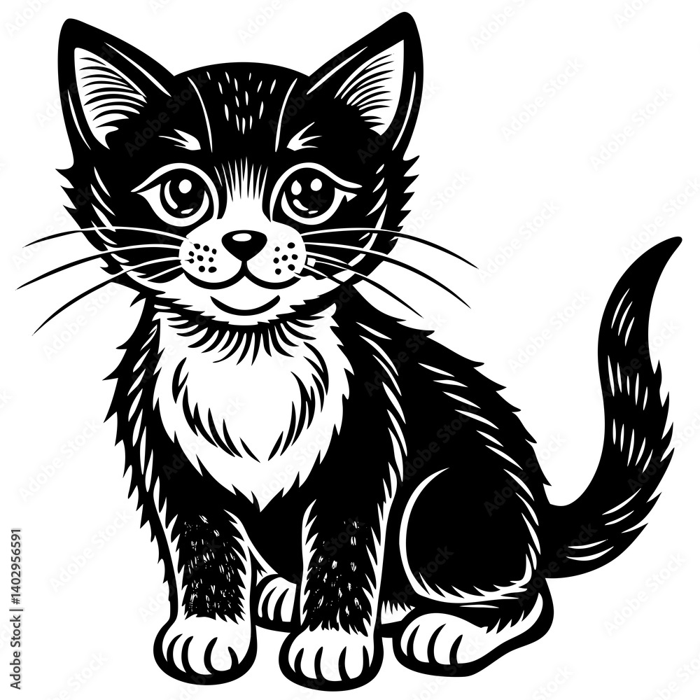 Obraz premium black and white cat