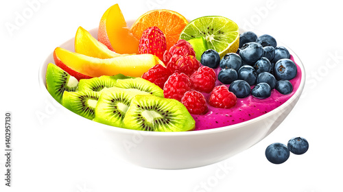 Vibrant Fresh Fruit Smoothie Bowl: A Healthy and Colorful Nutrient-Rich Breakfast Option