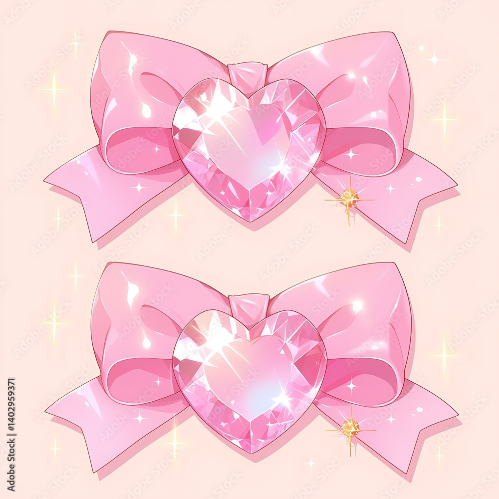 Fototapeta premium Pink Bow Heart Decorations