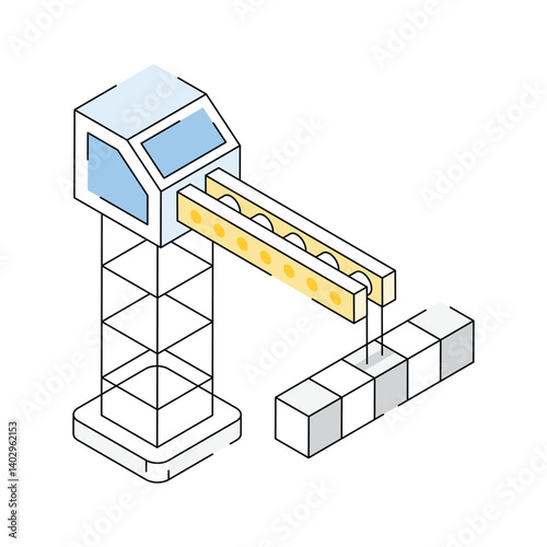 Grab this latest isometric icon of construction crane tower