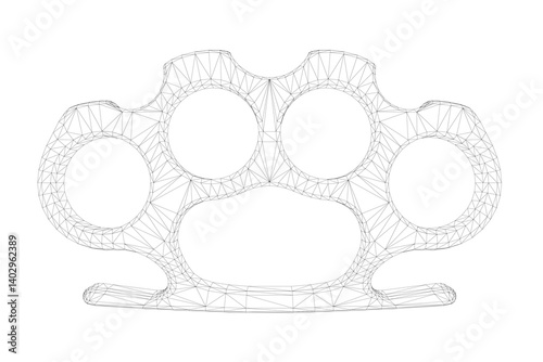 A close up of a Brass knuckles wireframe. 3D