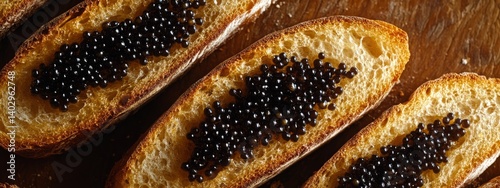 Sandwiches with caviar on the table, Generative AI,