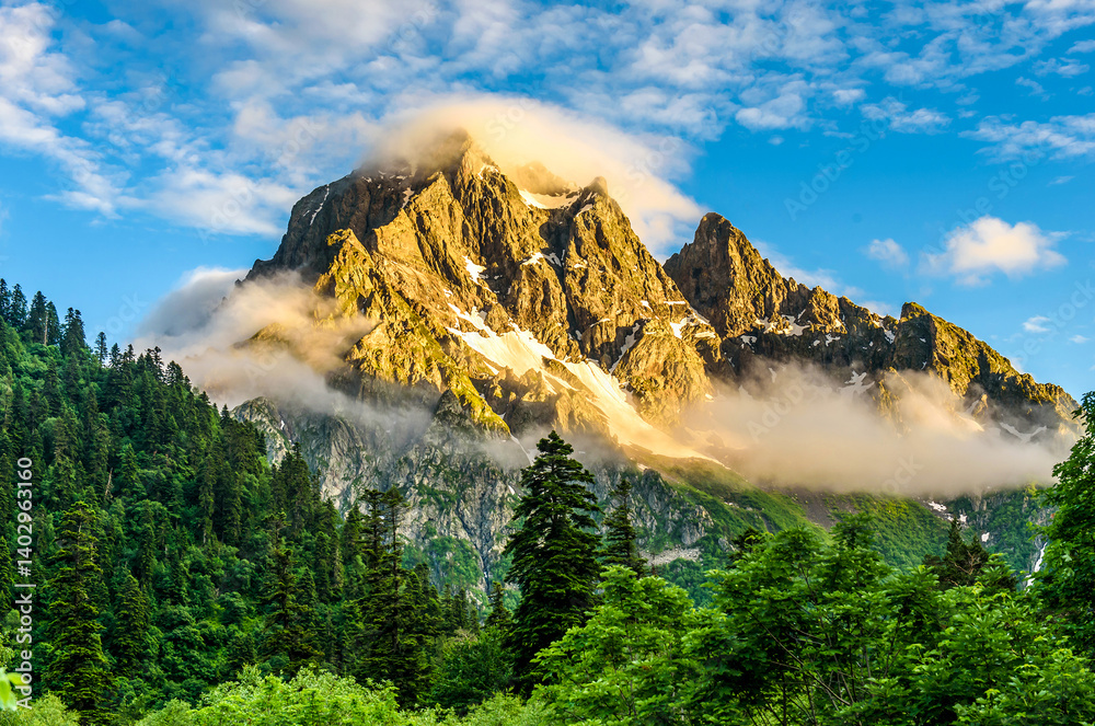 mountain landscape with clouds