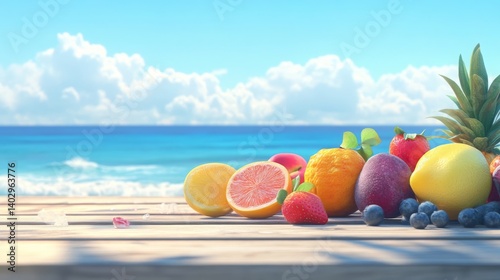 coconut cocktail on the beach, Generative AI,