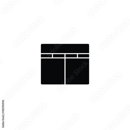 Minimalist Black Kaaba, Sacred Islamic Symbol of Mecca for Hajj, Umrah, Religion, and Spiritual Design Elements