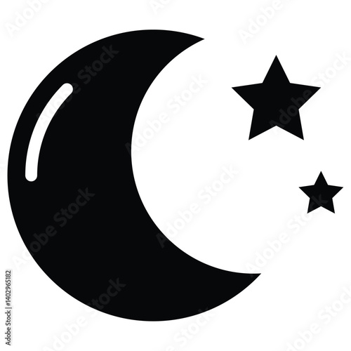 Moon crescent icon collection. Half moon, moon and star symbol vector illustration.