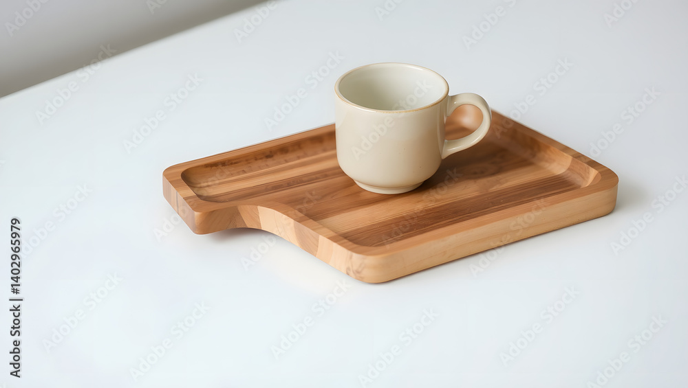 Rustic Wooden Tray with Coffee Cup Warm Minimalist Home Decor Rustic Wooden Tray with Coffee Cup Warm Minimalist Home Decor