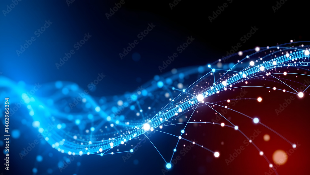 Fototapeta premium Abstract Technology Background Glowing Dots and Dynamic Network