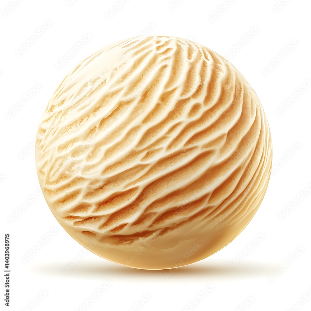 A perfect scoop of vanilla ice cream with a smooth, creamy texture and glossy sheen, isolated white background A perfect scoop of vanilla ice cream with a smooth, creamy texture and glossy sheen, isolated white background