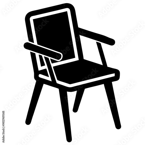 Minimalist Chair Icon – Flat Vector Black Symbol for Furniture & Interior Design