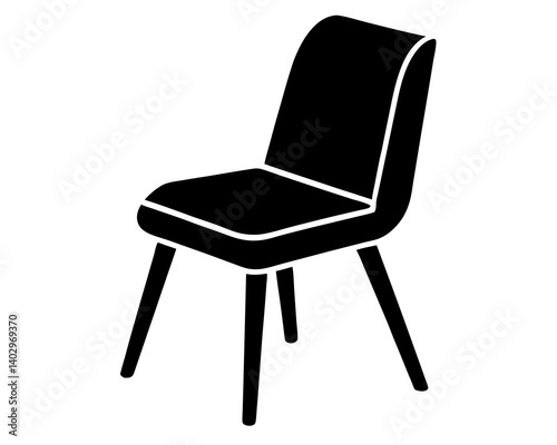 Minimalist Chair Icon – Flat Vector Black Symbol for Furniture & Interior Design