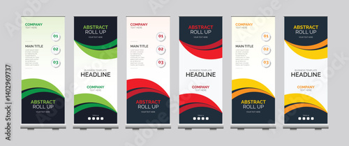 Professional corporate Abstract colorful roll up banner design template	