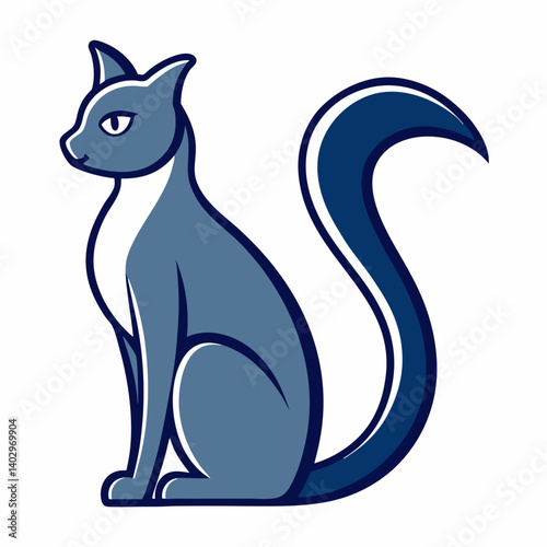 Cat with Tail Up Silhouette vector icon, simple elegant design, isolated on white background