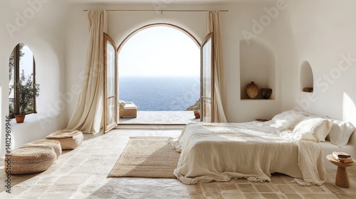 Mediterranean Coastal Bedroom Oasis: Luxury & Serenity