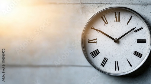 Wallpaper Mural A white clock with black Roman numerals and hands. Torontodigital.ca