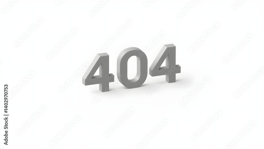 Minimalist Isometric 3D Render of 404 Error Page Not Found Minimalist Isometric 3D Render of 404 Error Page Not Found