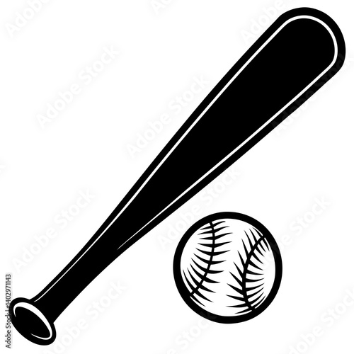 baseball bat and ball silhouette




