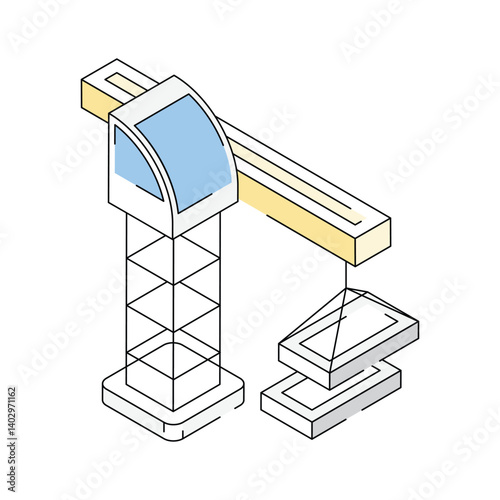 An isometric outline icon depicting constriction site tower crane