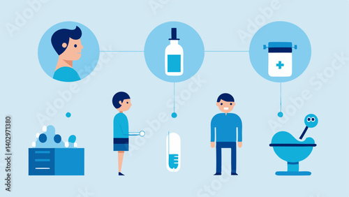 Treatment Progression A sequence of illustrations showing the various steps in a localized cryotherapy session from consultation to application and posttreatment care.