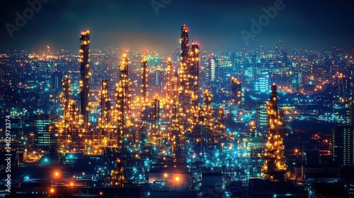 Wallpaper Mural Night Lights of the Refinery: An Industrial Metropolis Torontodigital.ca