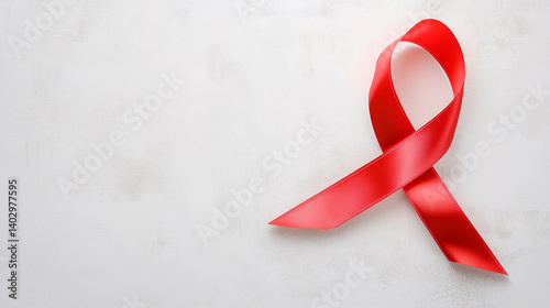 red aids awareness ribbon with copy space