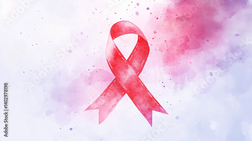 red ribbon watercolor background