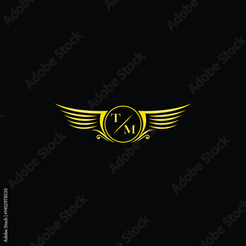 Luxury Winged Badge with Monogram