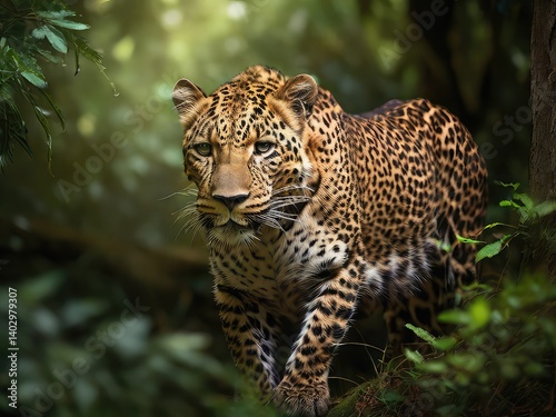 Obraz na płótnie leopard on transparent background, leopard in the zoo, portrait of a leopard, leopard on the rock w salonie